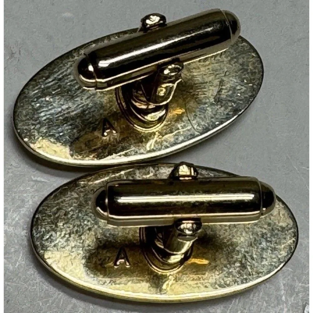 VTG Anson Gold Tone Mother Of Pearl Oval Cufflinks Doctor Nurse RN Cuff Links